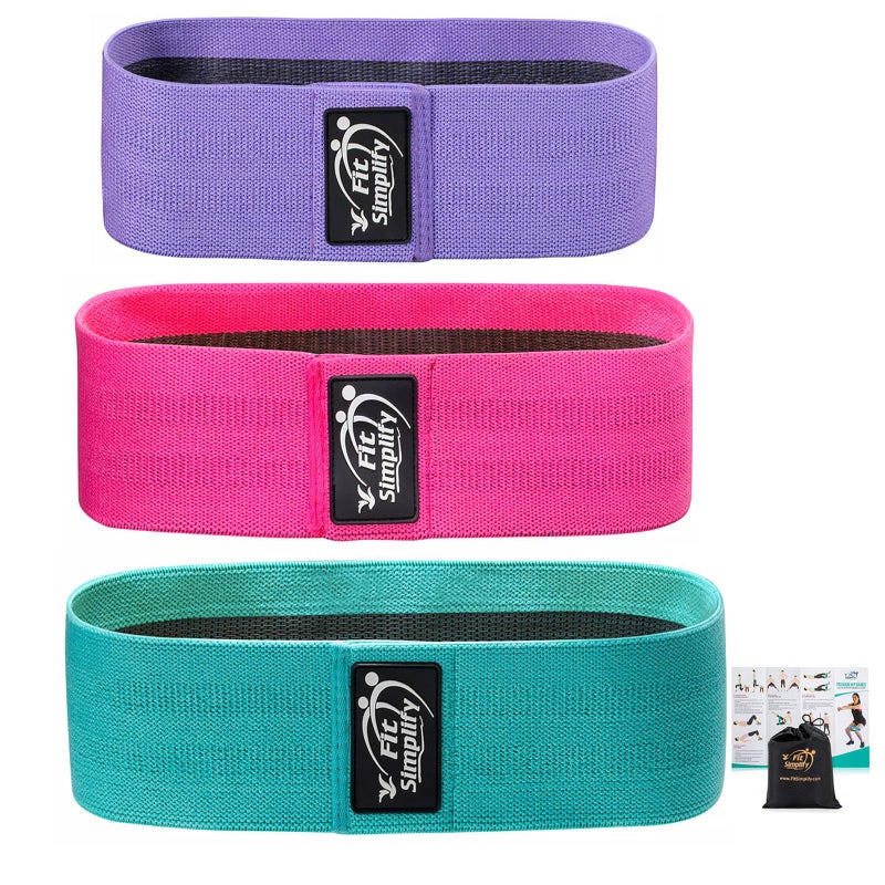 Fit Simplify Non Slip Fabric Resistance Hip Bands, Set of 3 - Image 1